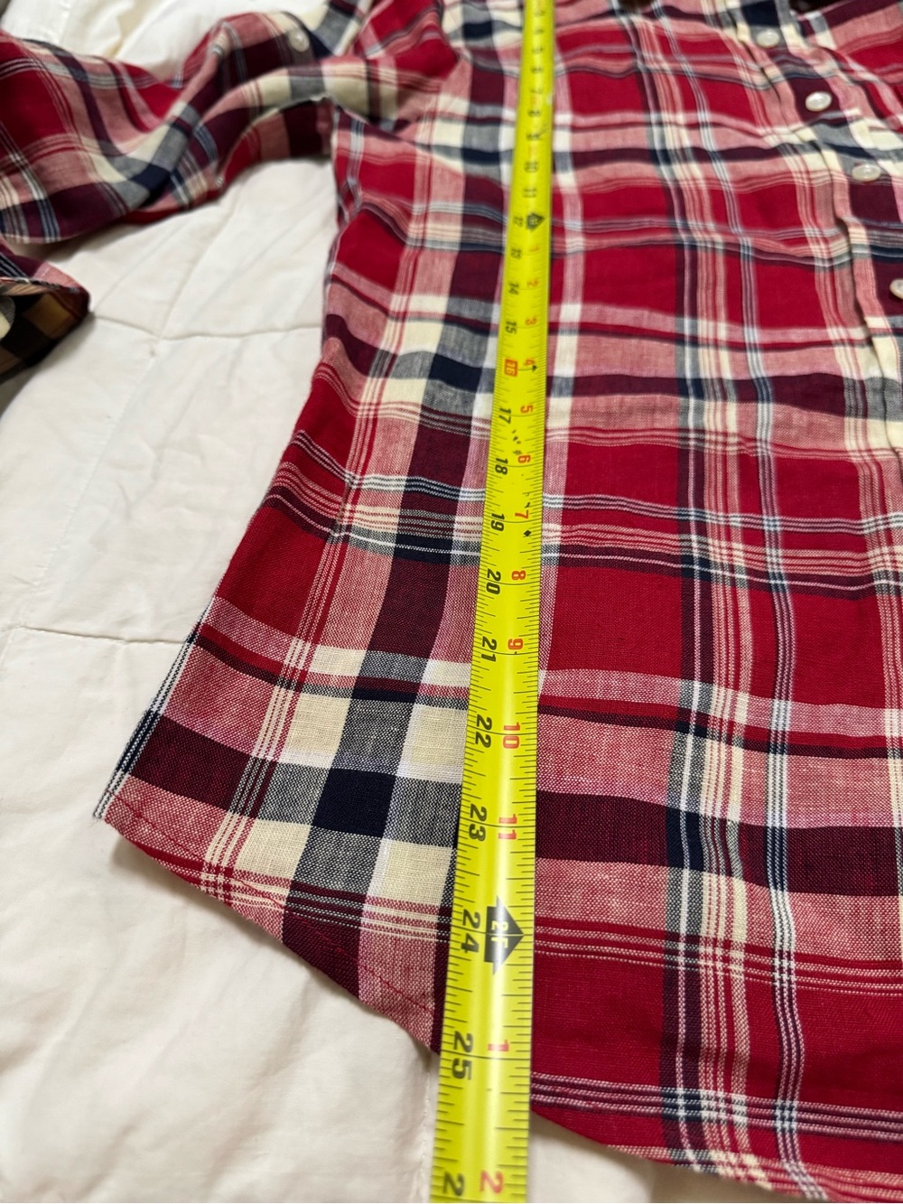Vintage Y2K Lauren Ralph Lauren 100% Linen Plaid Button Front Shirt Red Size S - Picture 13 of 13